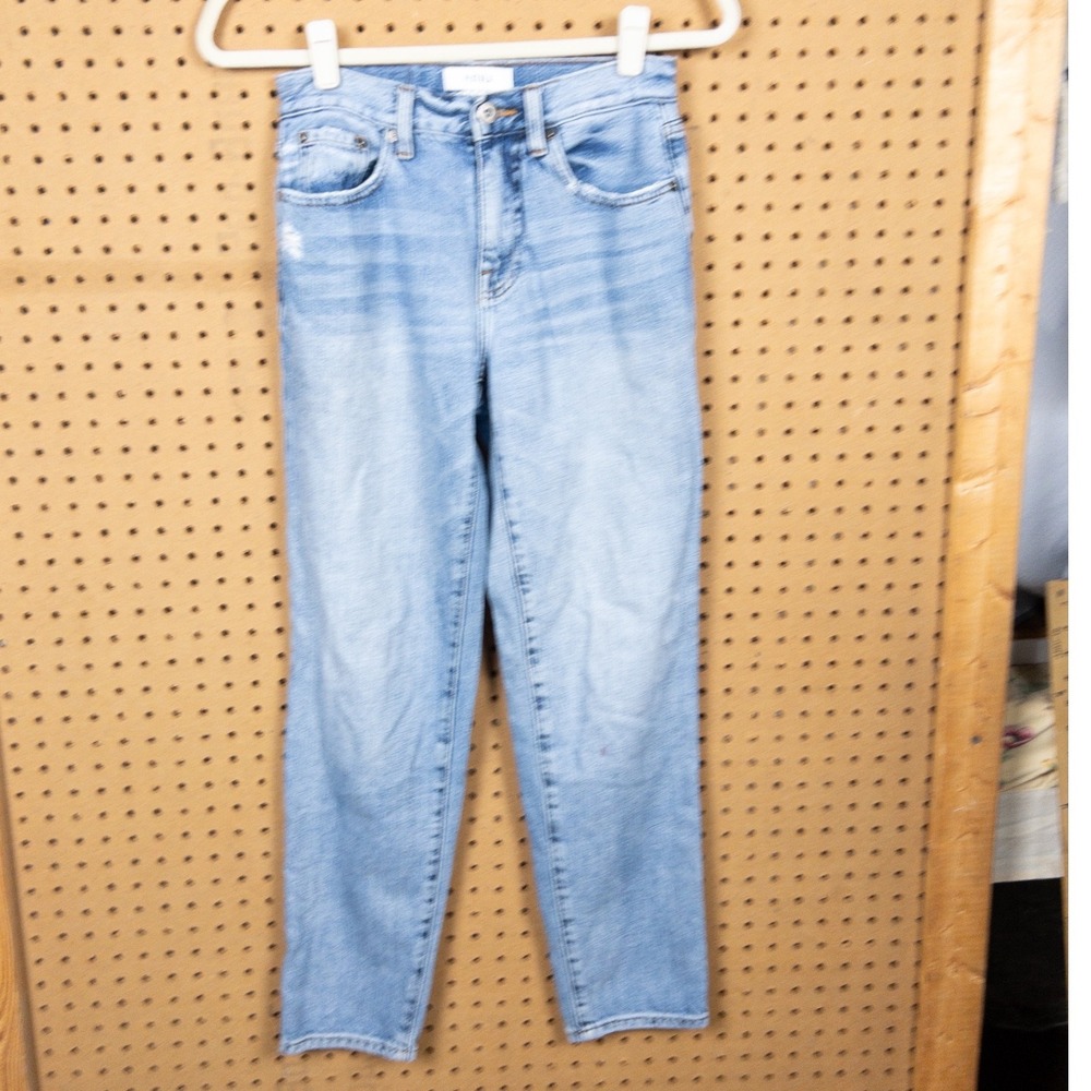 Pistola Keely High Rise Straight Leg Jeans Light Wash Blue Distressed Size 25